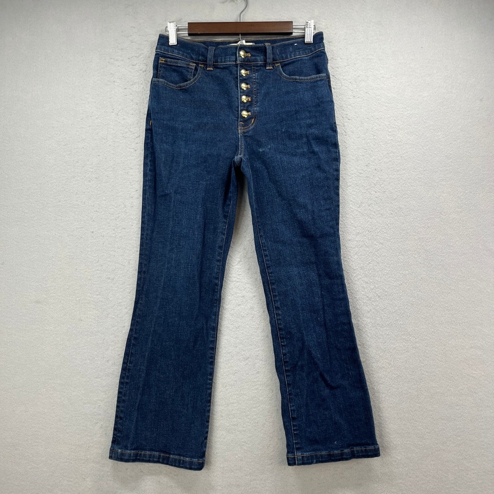 Madewell Jeans Women 27 Blue Mid Rise Button Fly Kick Out Stretch Denim Flare